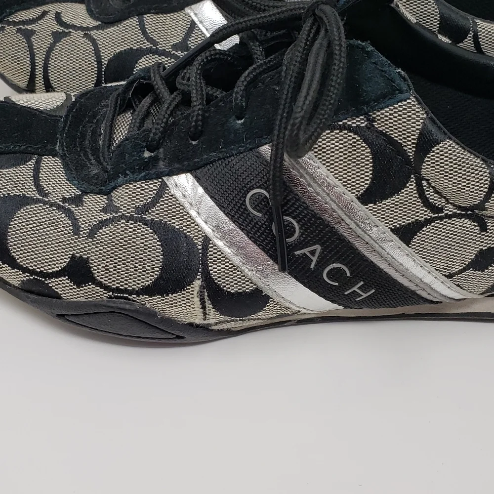 Coach Women's Sneakers Signature Jayme Black / Grey / Silver Size 6 M  Flaws